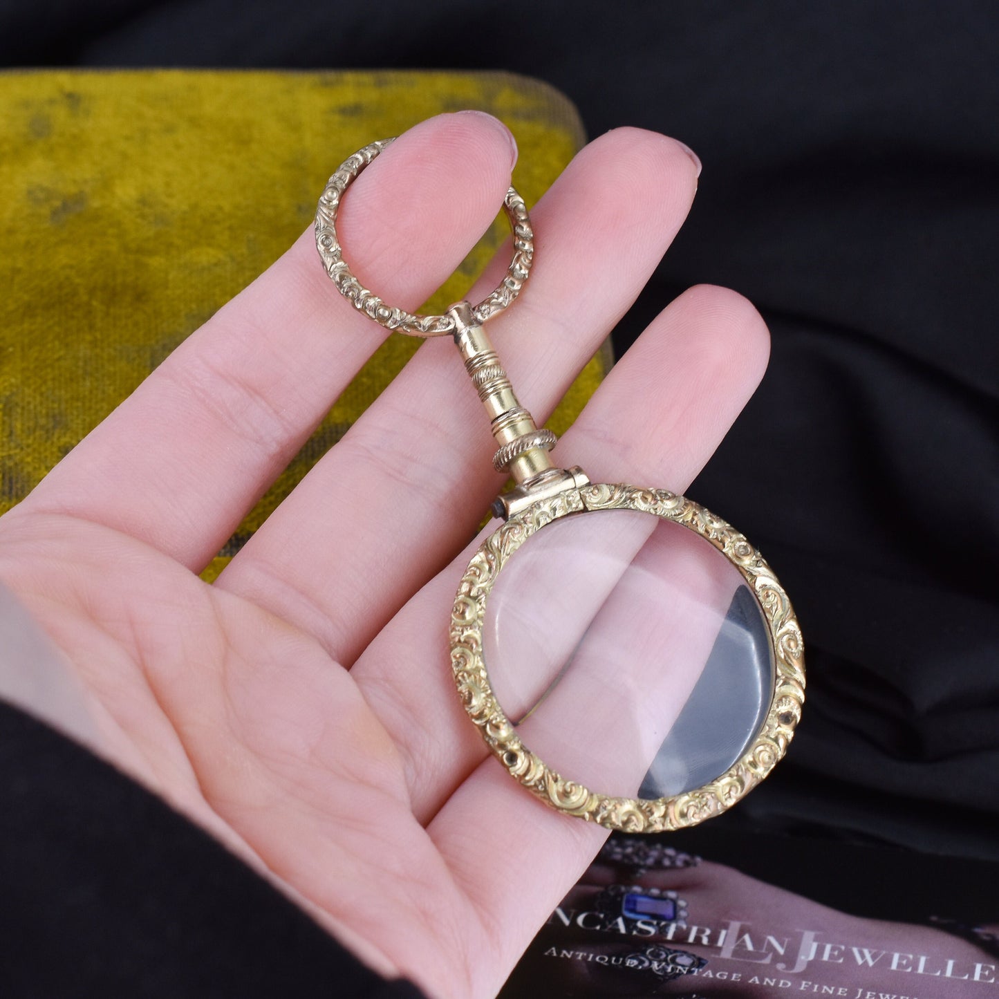 Antique Quizzing Magnifying Glass Rolled Gold Pendant | Georgian Victorian