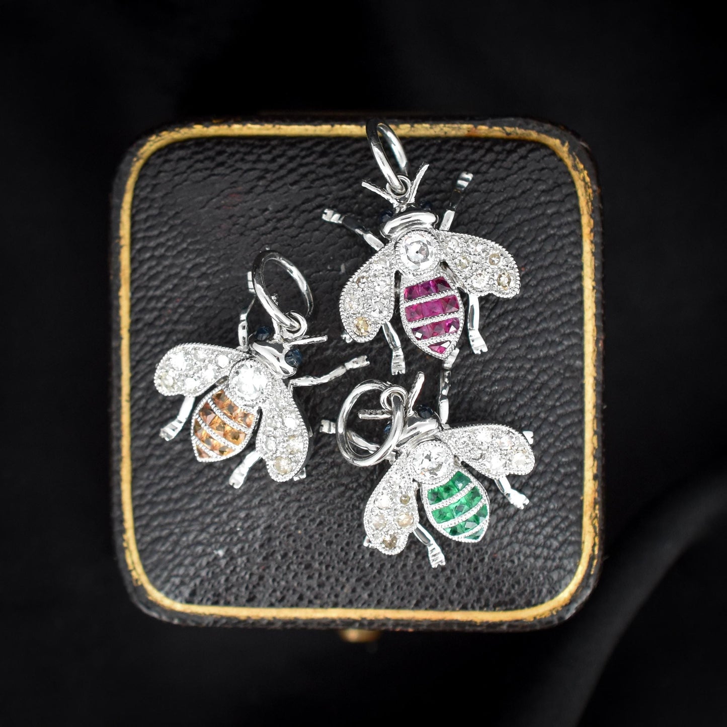 Ruby and Diamond Platinum Insect Bee Pendant