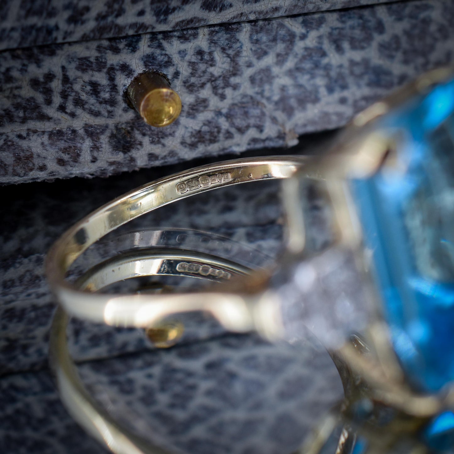Blue Topaz and Diamond Gold Statement Cocktail Ring | Art Deco Style