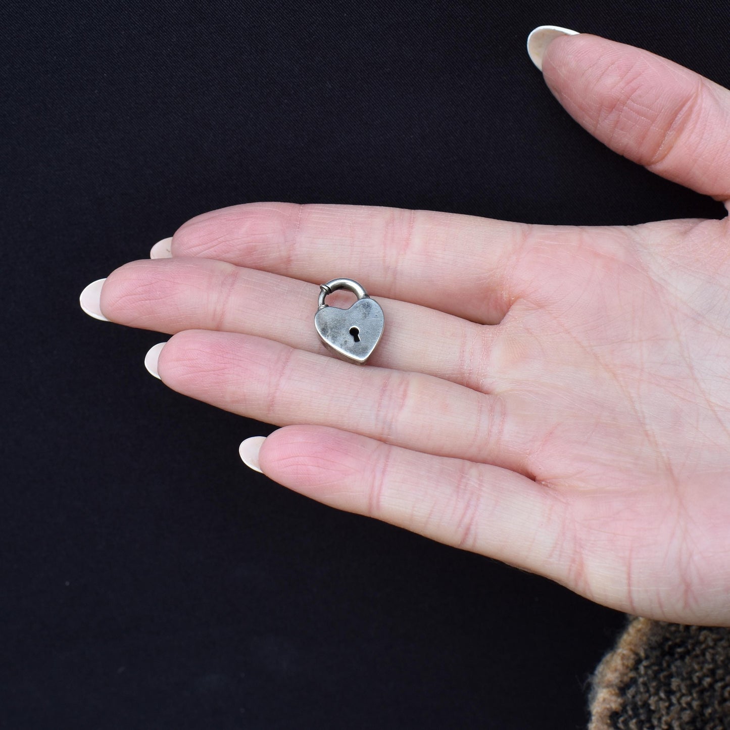 Vintage Walter Lampl Sterling Silver Heart Padlock Charm Pendant