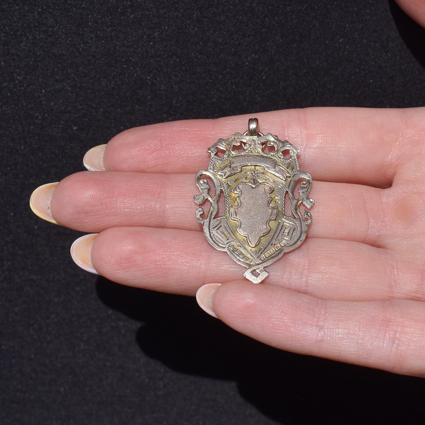 Antique Edwardian 1902 9ct Gold Medal Medallion Pendant