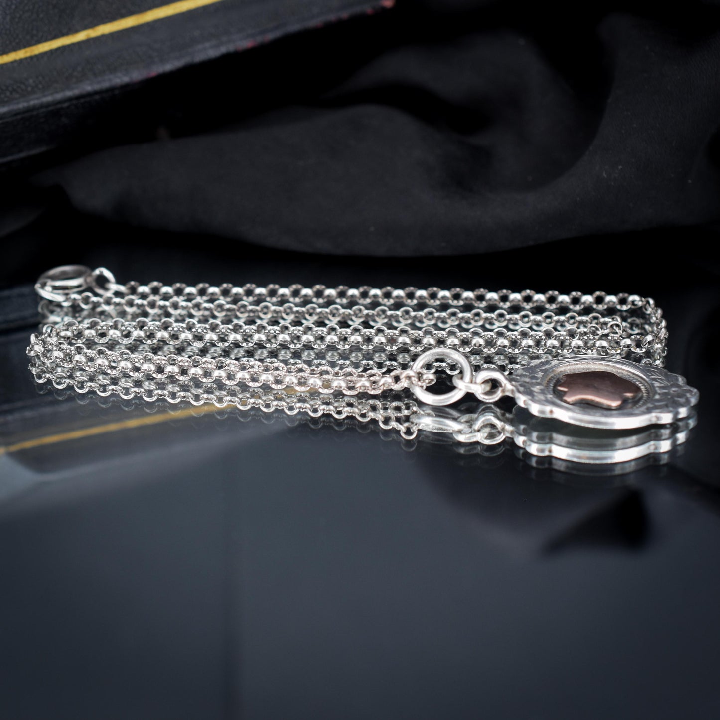 Art Deco '1931' Gold Silver Fob Medal Medallion Pendant and Chain Necklace 21"