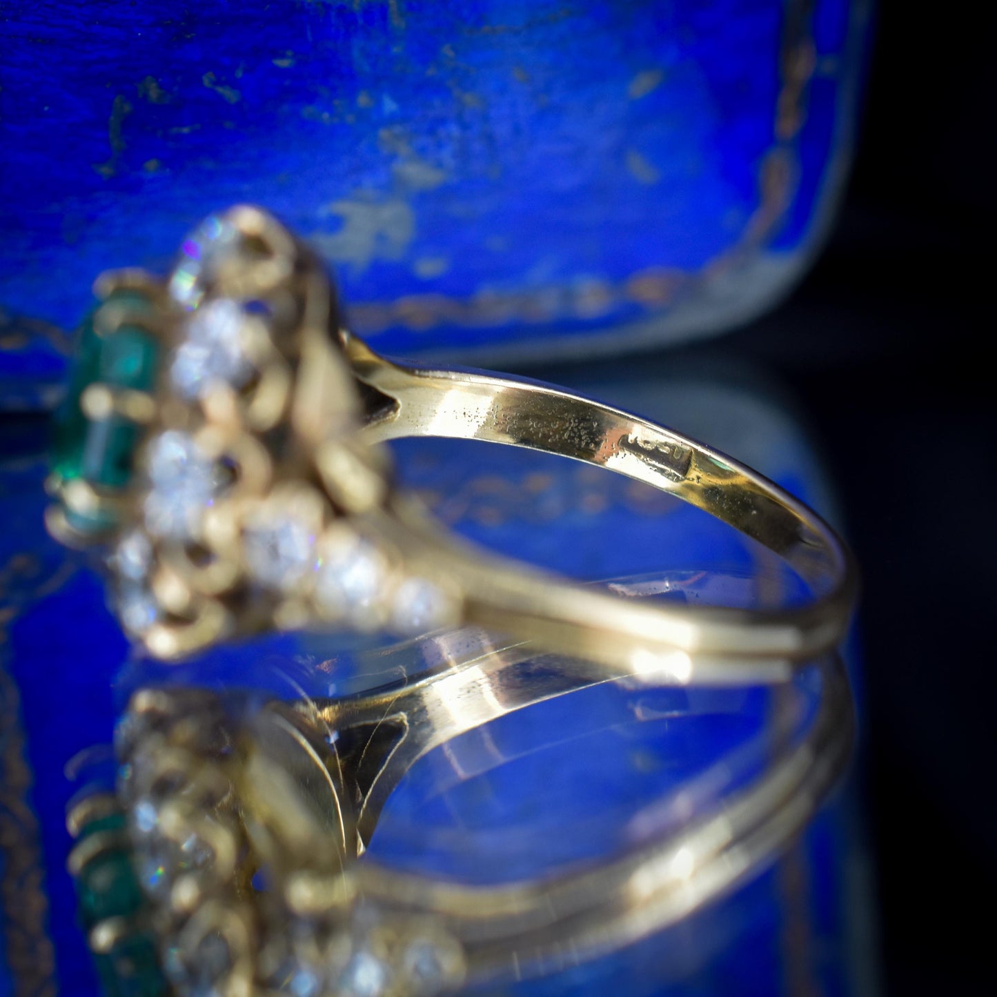 1.30ct Natural Emerald and 1.25ct Diamond Cluster Halo 18ct Yellow Gold Ring