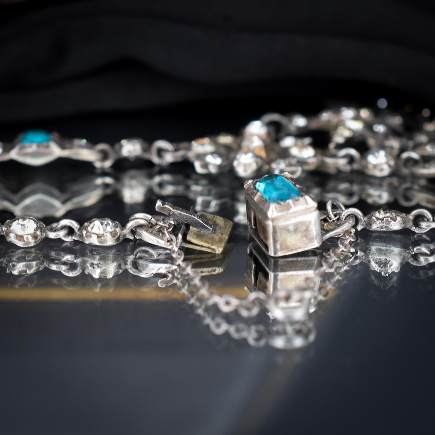 Antique Victorian French Blue Paste Silver Saint Esprit Necklace Collar