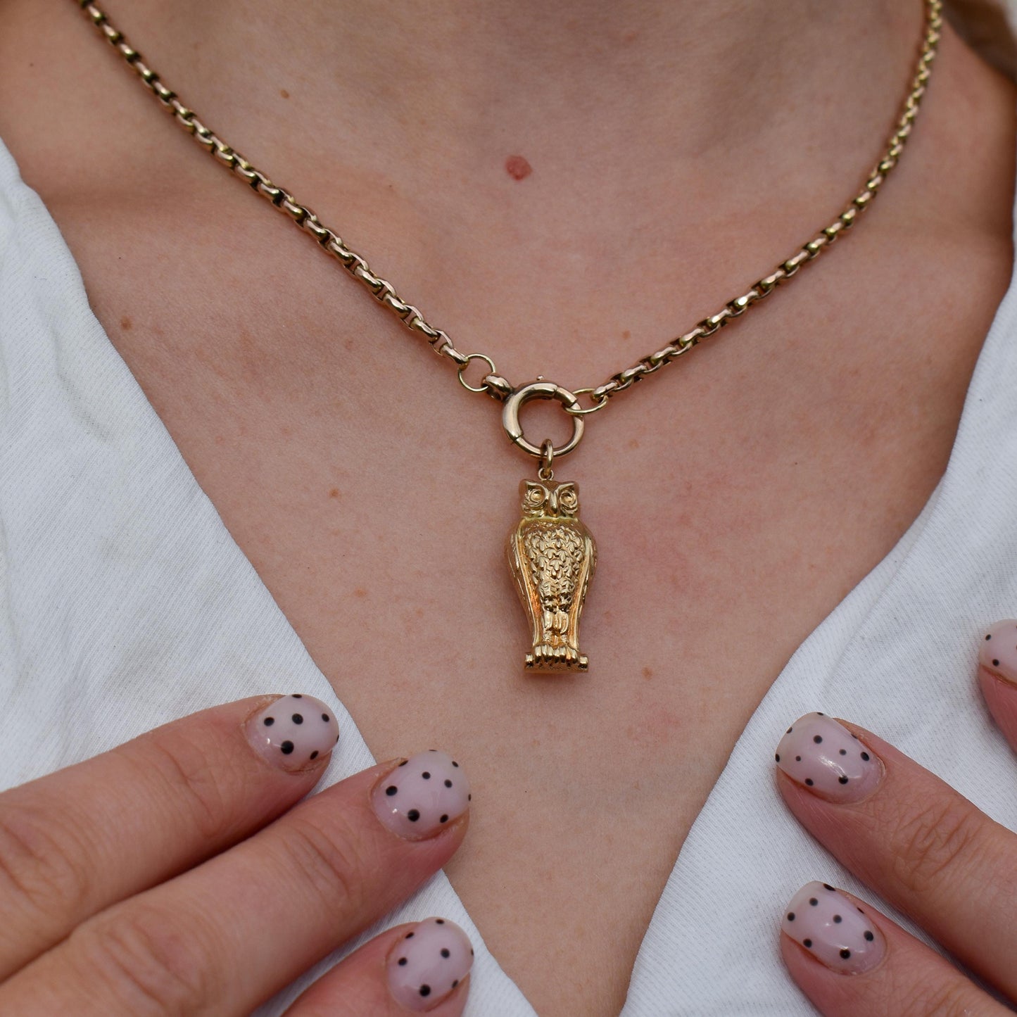 Vintage 9ct Gold Wise Owl Charm Pendant