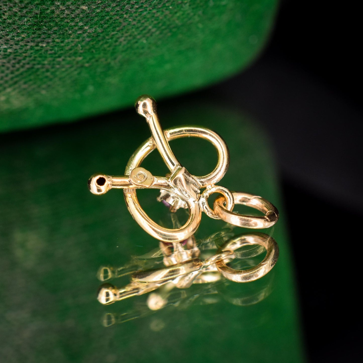 Antique Ruby 9ct Gold Pretzel Heart Charm Pendant