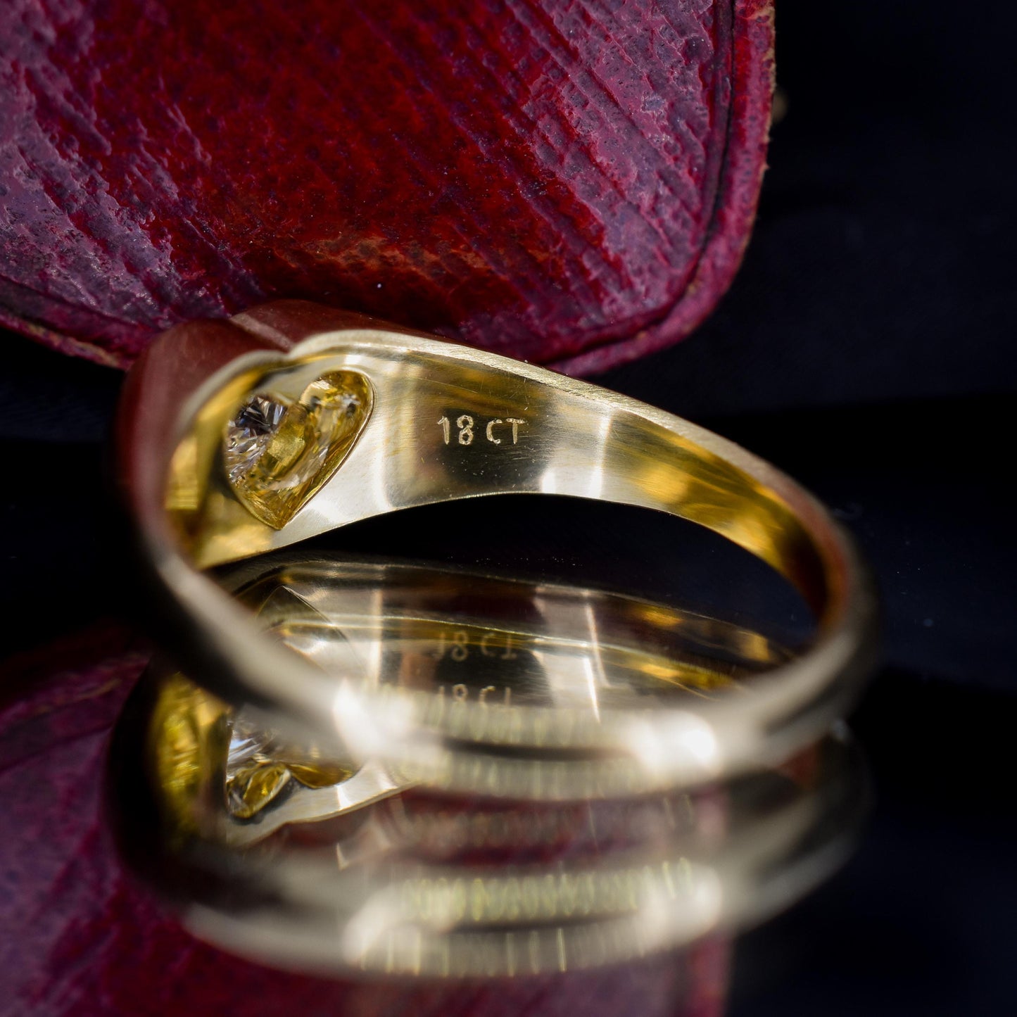 0.30ct Heart Cut Diamond 18ct Yellow Gold Gypsy Solitaire Ring