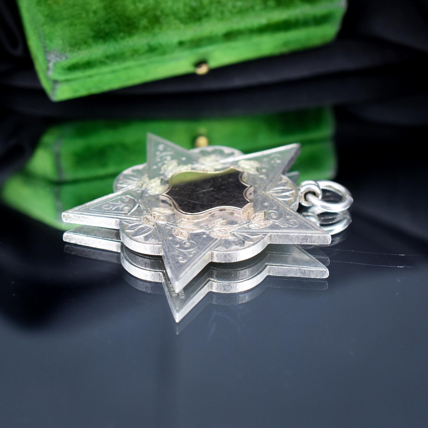 Antique Victorian '1898' Gold Silver Star Medal Pendant