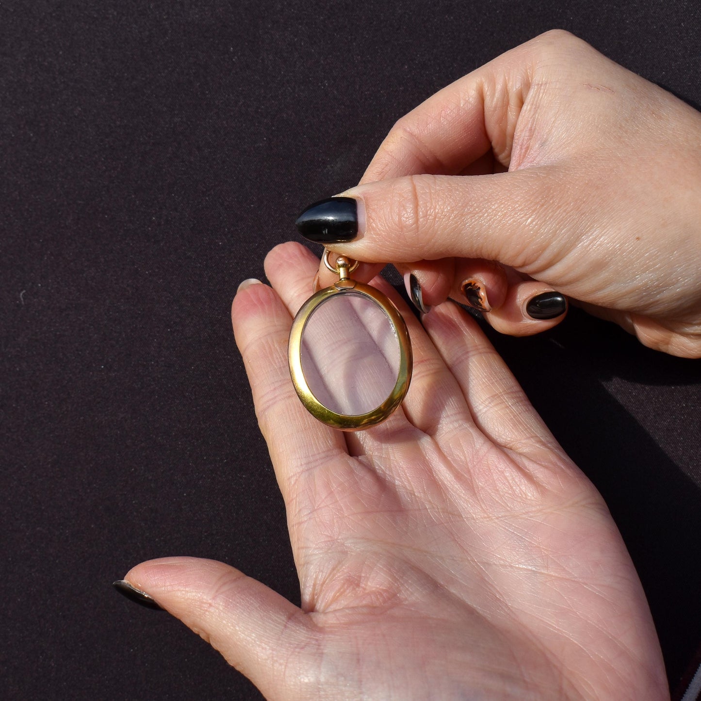 Antique Oval Glass 9ct Gold Large Photo Locket Pendant | Chester 1910