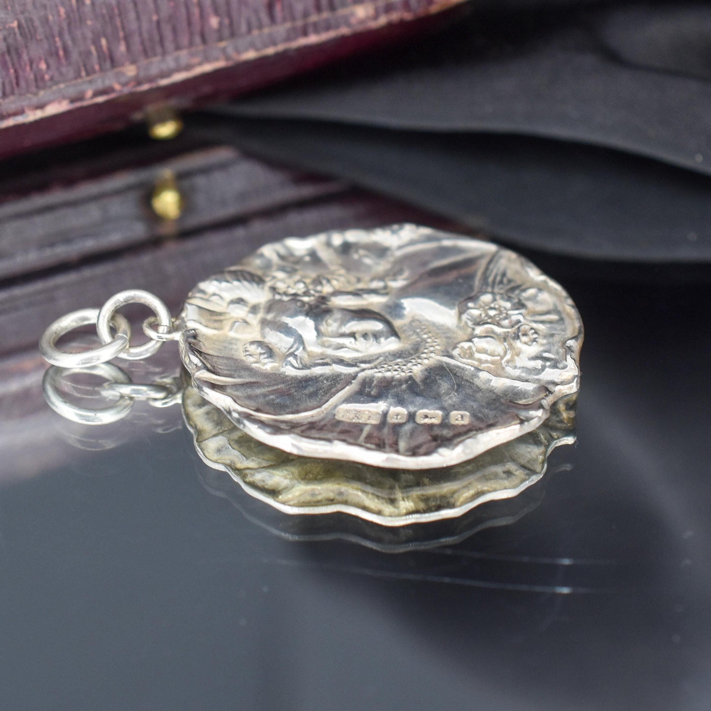 Antique Art Nouveau Portrait Sterling Silver Pendant - Dated 1900