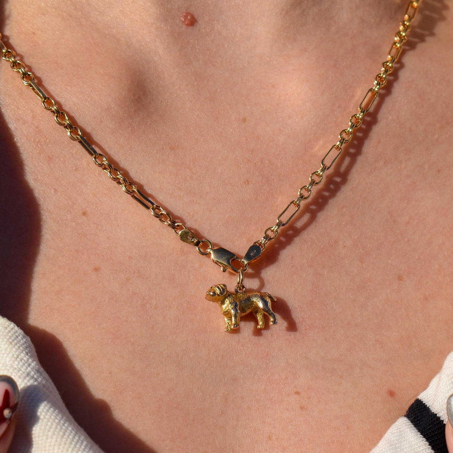 Vintage 9ct Gold Bulldog Dog Charm Pendant | Dated 1956