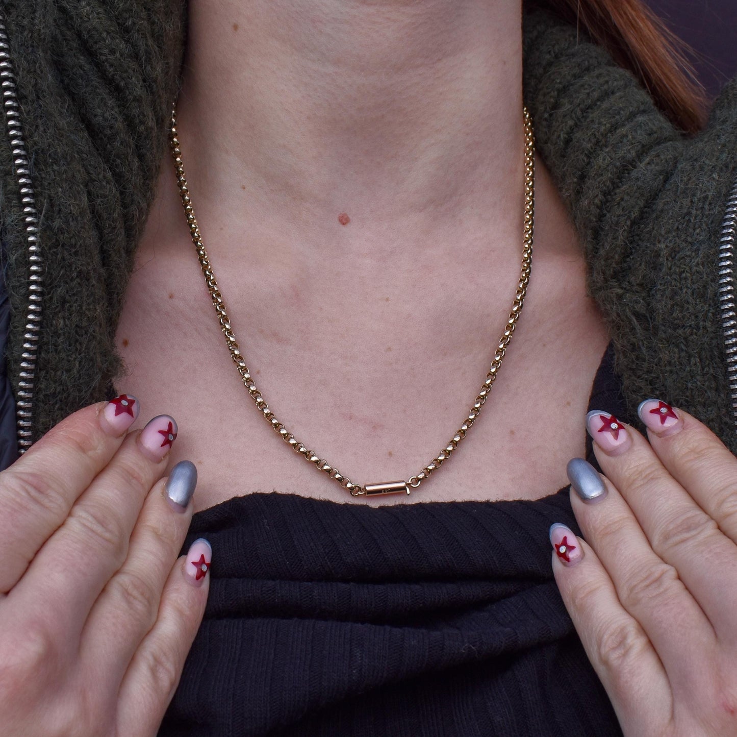 Antique Victorian 9ct Gold Faceted Belcher Link Chain Necklace with Barrel Clasp | 20"