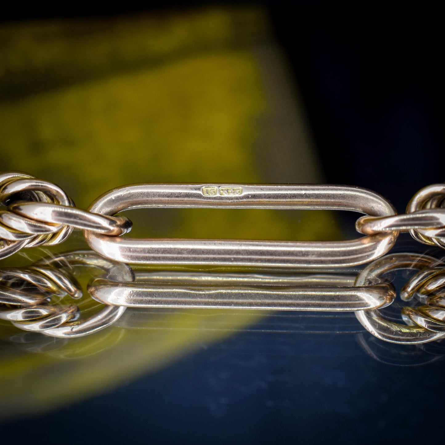 Antique 15ct Gold Love Knot and Trombone Watch Chain with Dog Clip | 11.5"