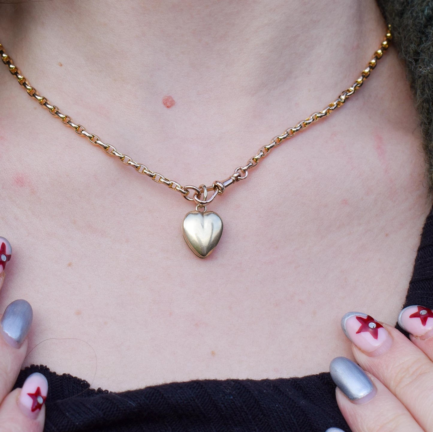 Antique Victorian 9ct Gold Fancy Heart Locket Pendant