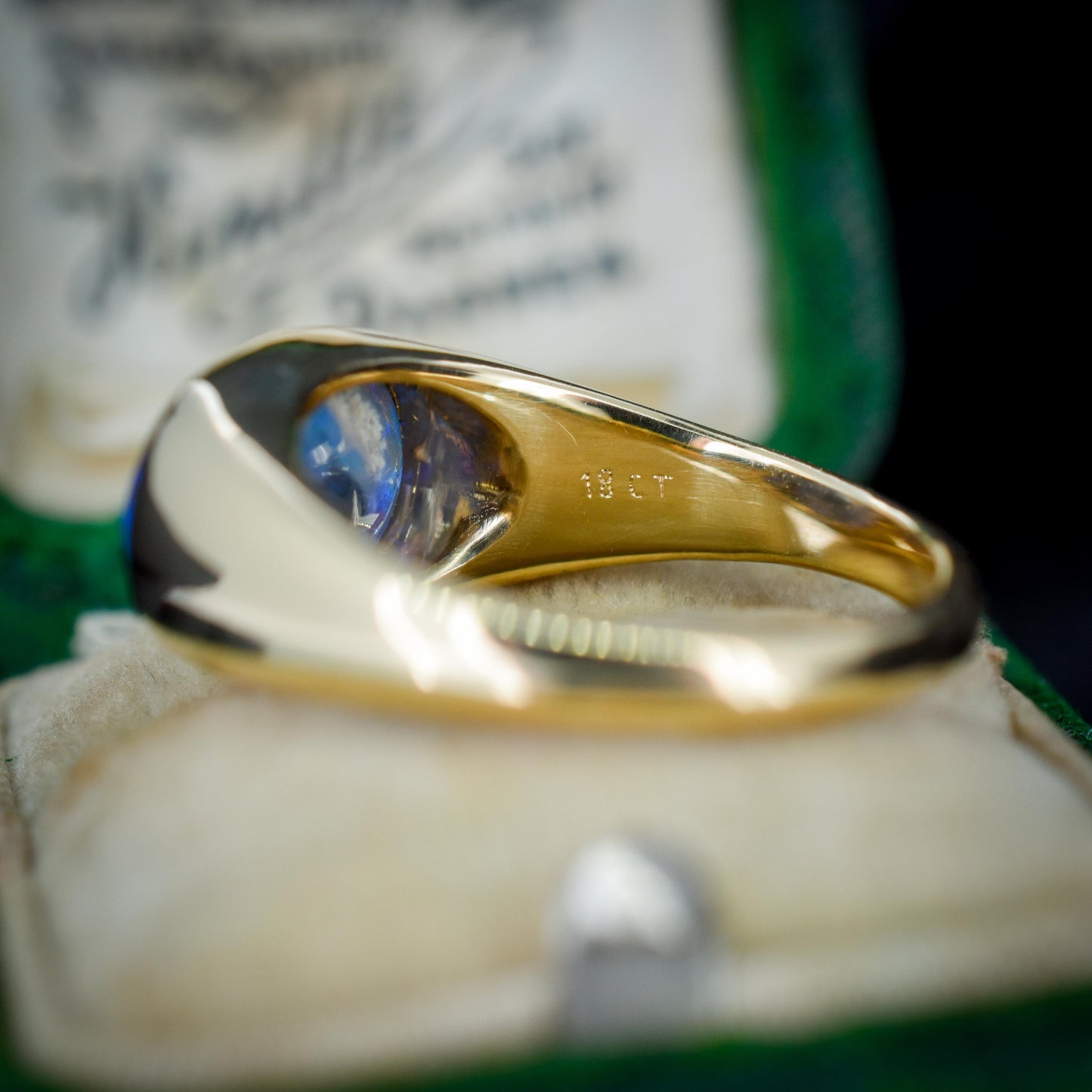 2.35ct Black Opal Solitaire 18ct Yellow Gold Signet Ring - 7.2g