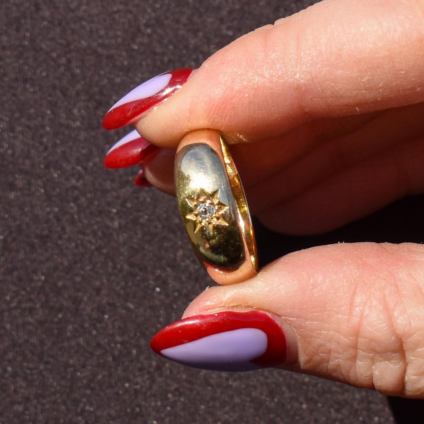 Antique 18ct Gold Diamond Starburst Gypsy Ring | Dated 1918