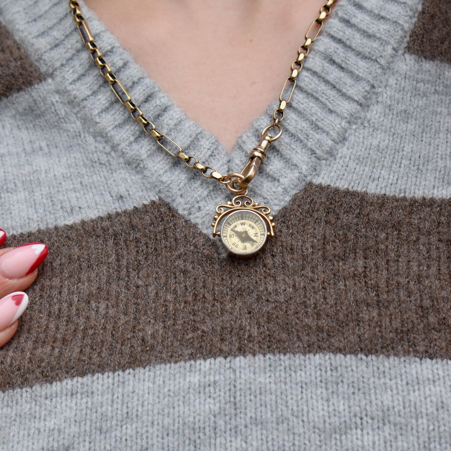 Vintage 9ct Gold Compass Pendant Charm | Birmingham 1964