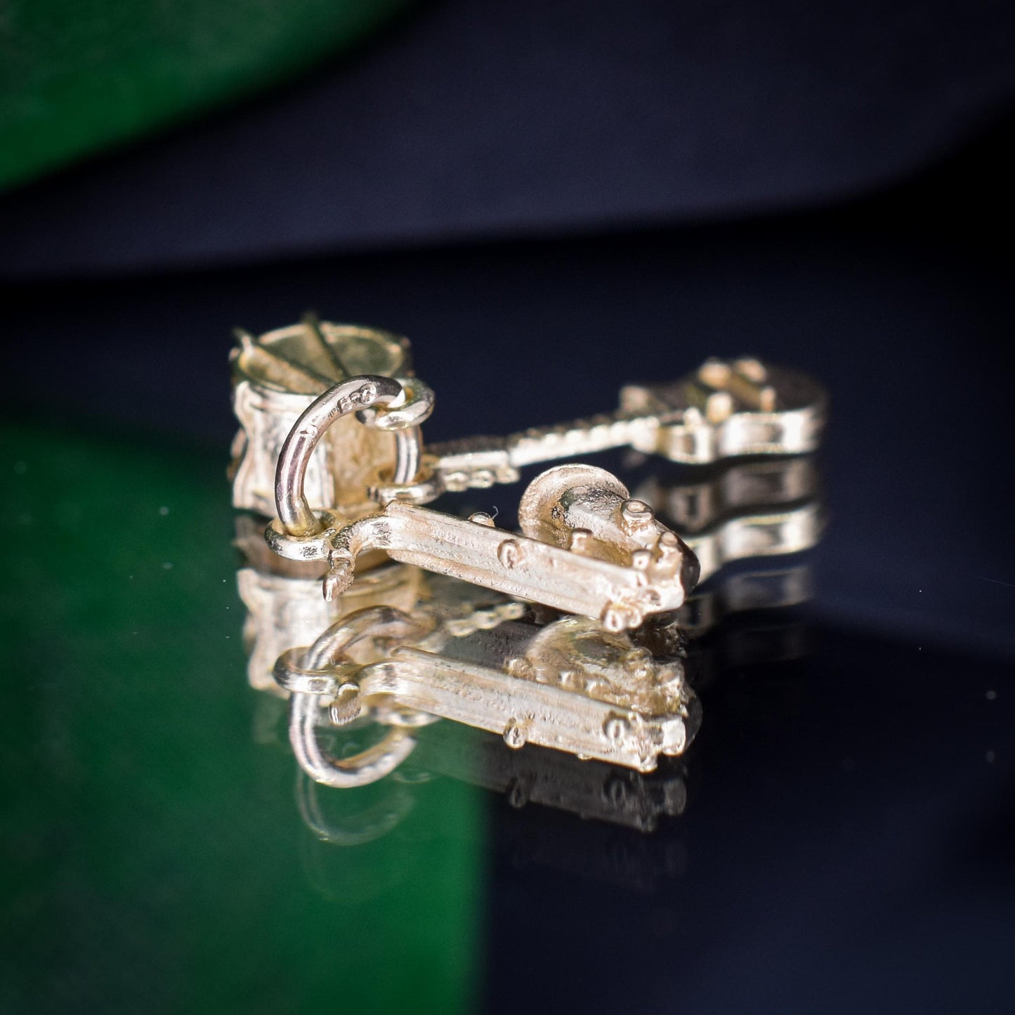 Vintage 9ct Gold Trio of Musical Instruments Charm Pendant