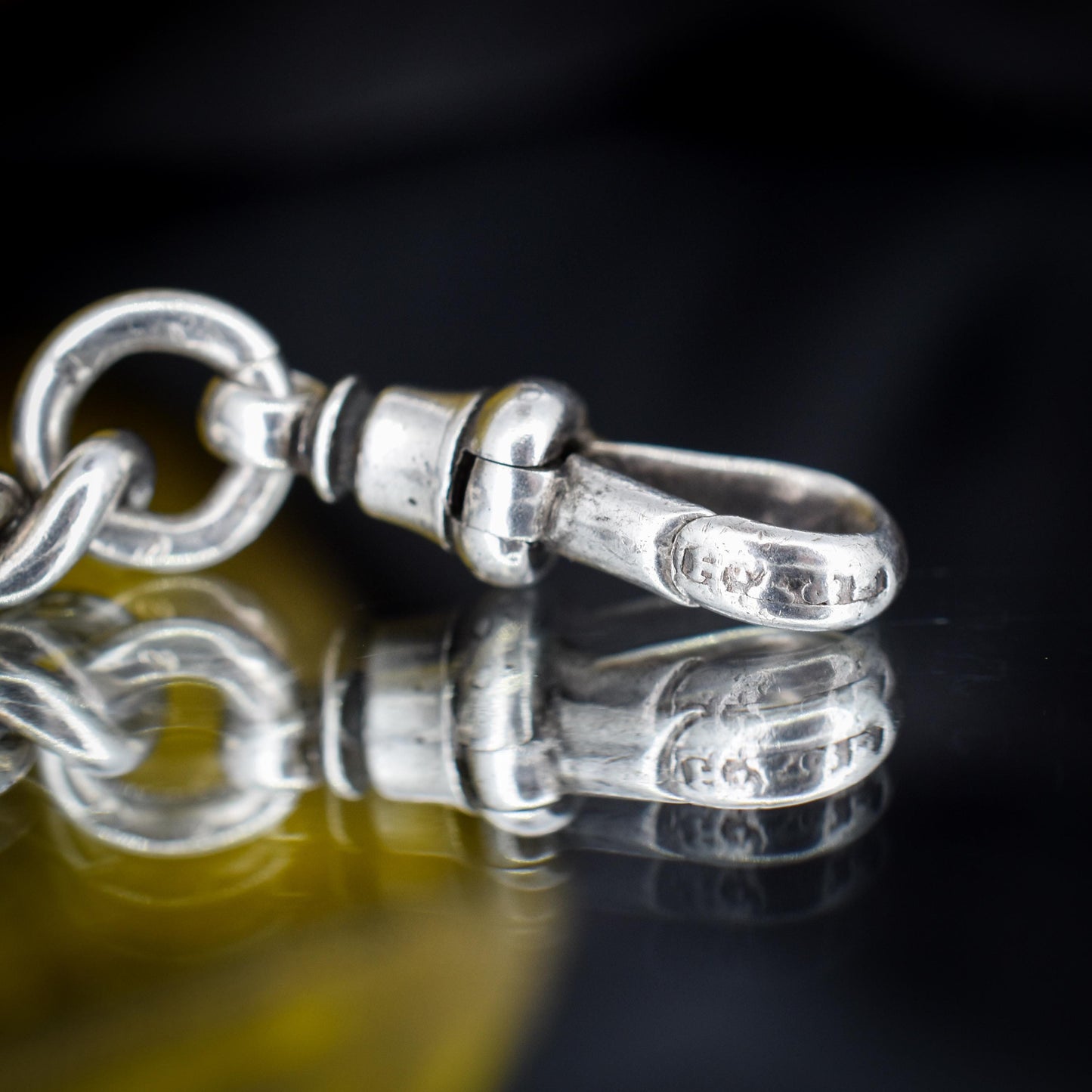 Antique Chunky Graduated Curb Sterling Silver Bracelet with Dog Clip | 8"