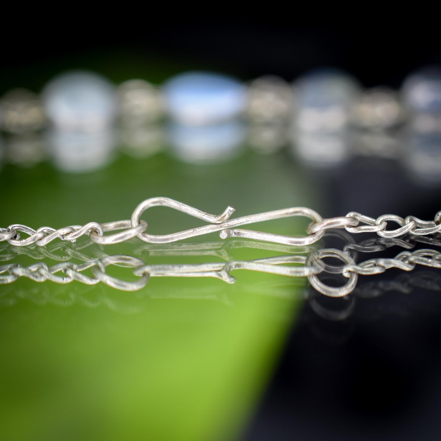 Vintage Cabochon Moonstone Silver Bracelet | 7"