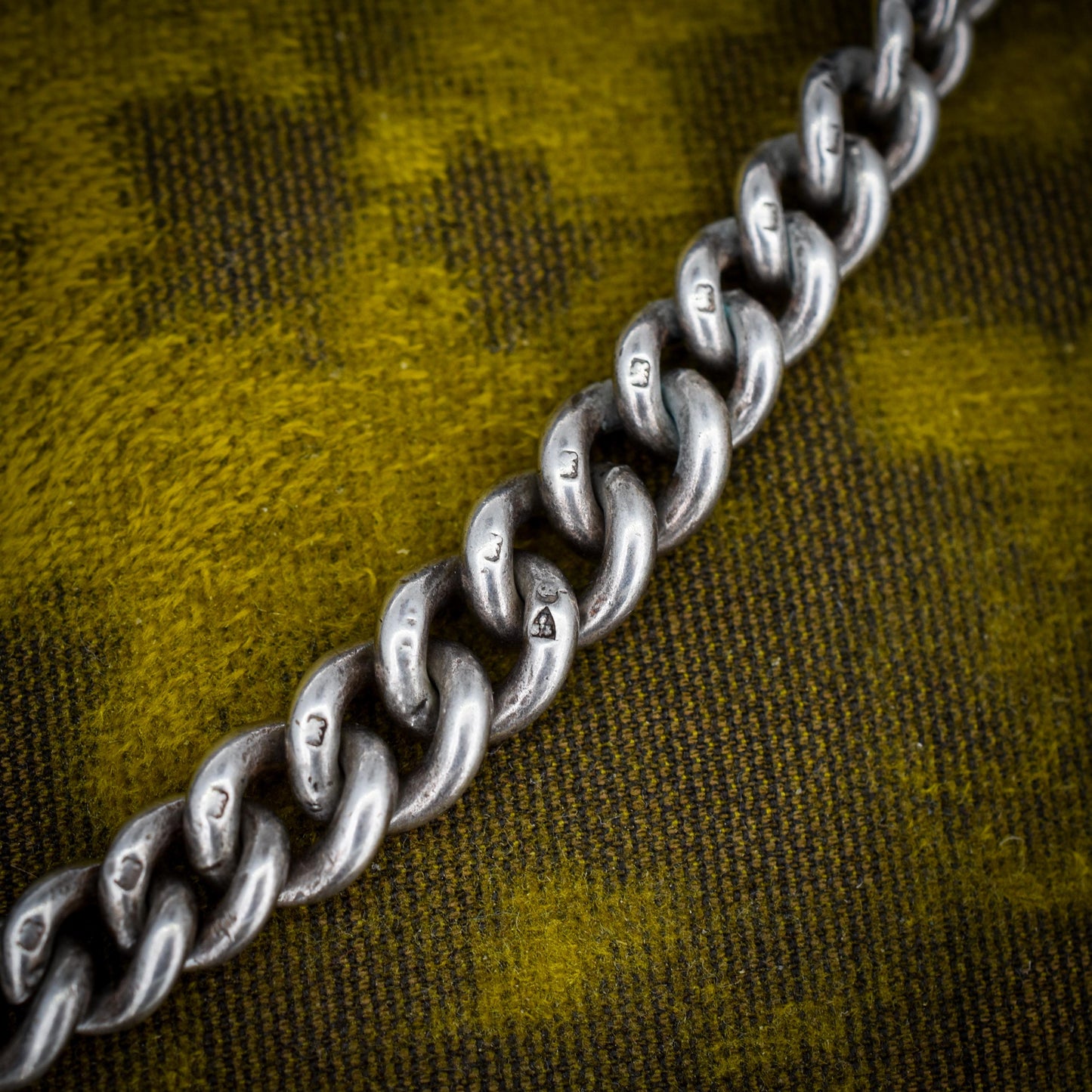 Art Deco '1929' Sterling Silver Albert Chain Necklace with T-Bar and Dog Clips – 15"