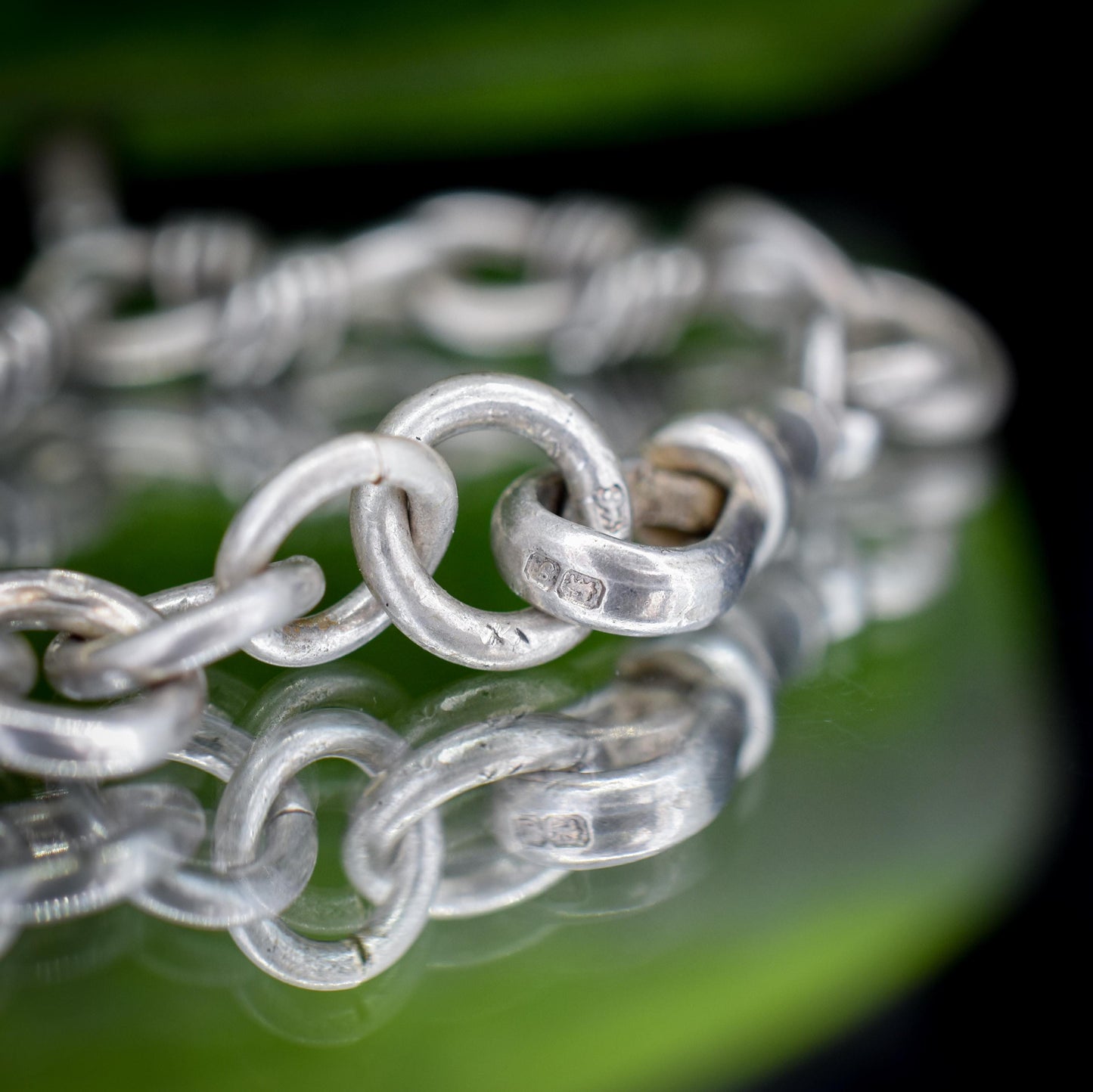 Antique Fancy Link Sterling Silver Bracelet with Dog Clip | 6.75"
