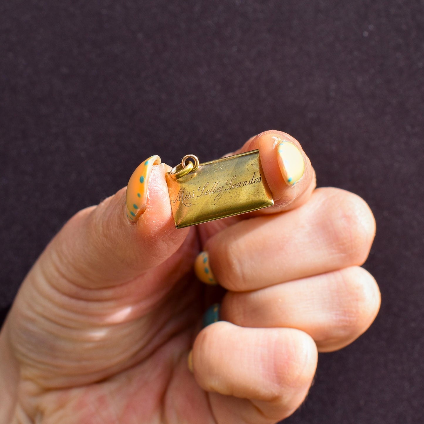 Antique 18ct Gold Diamond Envelope Love Letter Charm Pendant