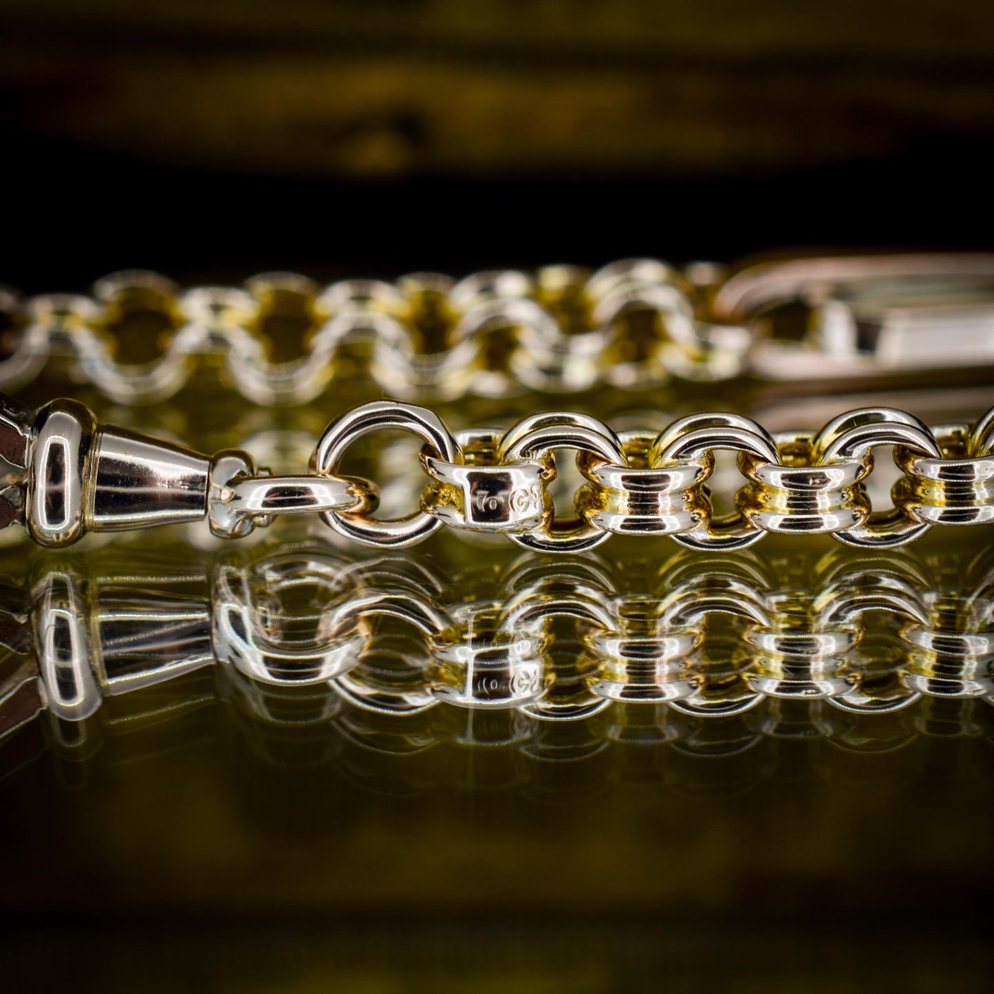 Antique 14.75" 10ct Gold Chunky Intertwined Bar Link Chain Necklace