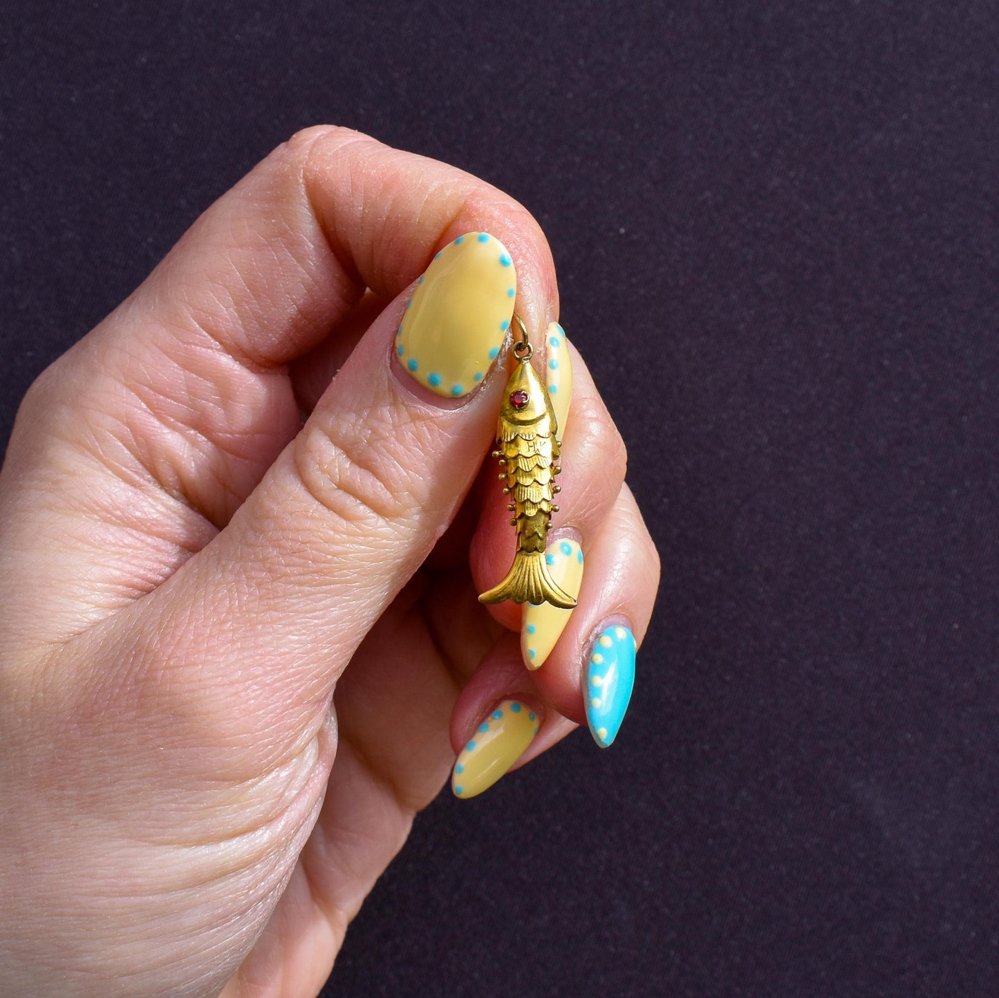 Vintage 14ct Yellow Gold Articulated Fish Charm