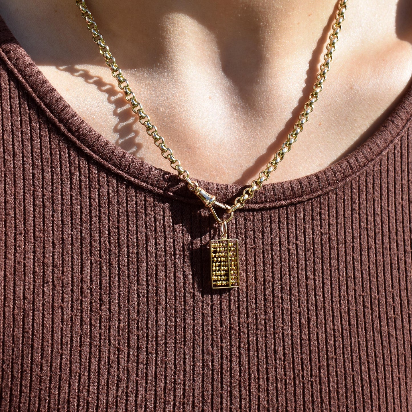 Vintage 14ct Yellow Gold Abacus Charm Pendant