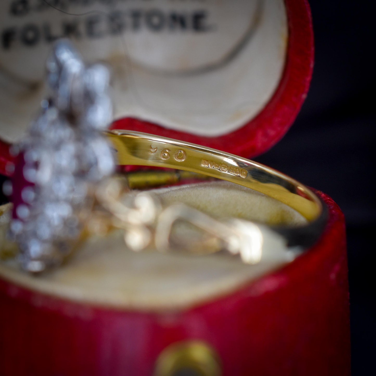 Ruby and Diamond Heart Bow 9ct Yellow Gold Ring | Antique Style