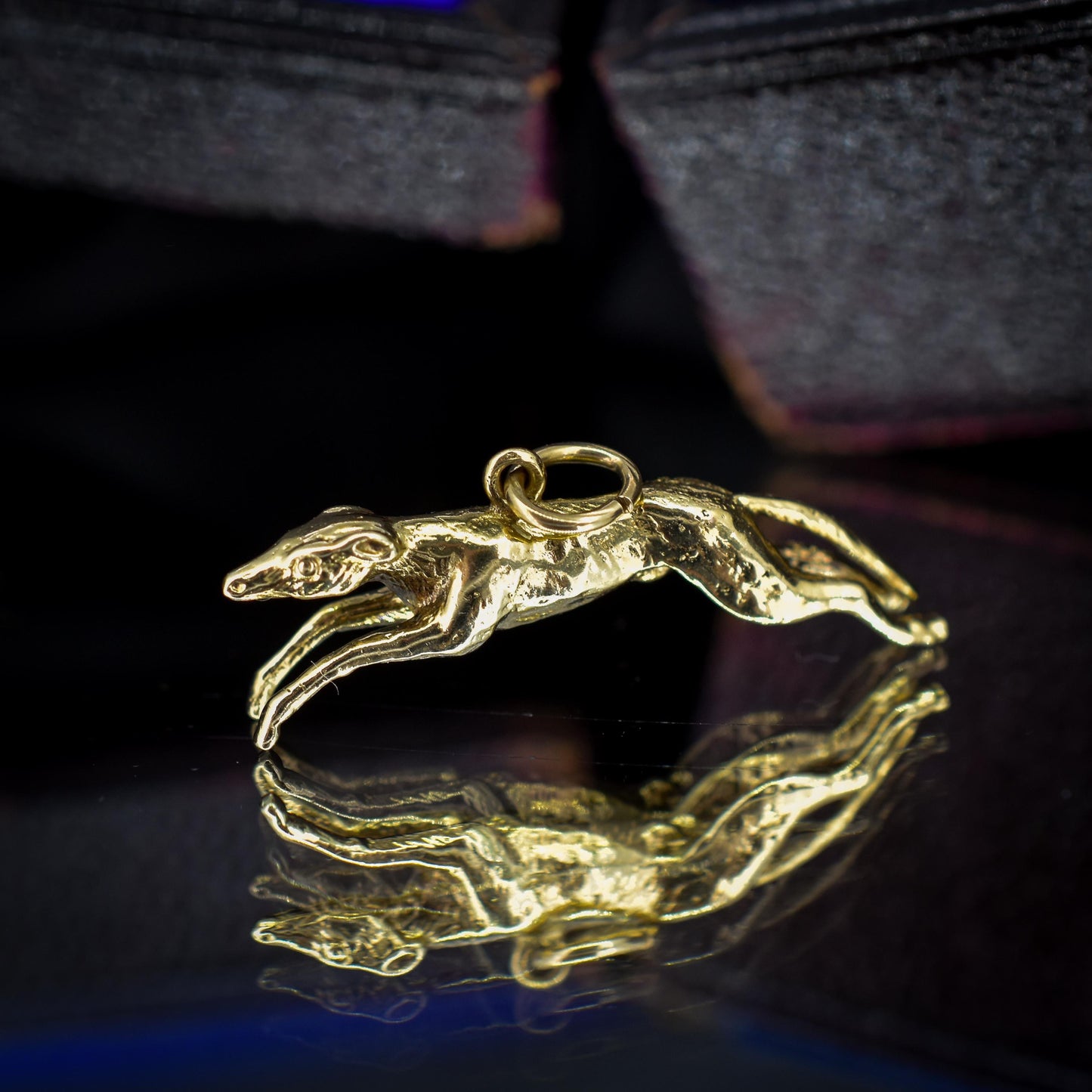 Vintage 9ct Gold Solid Greyhound Dog Charm