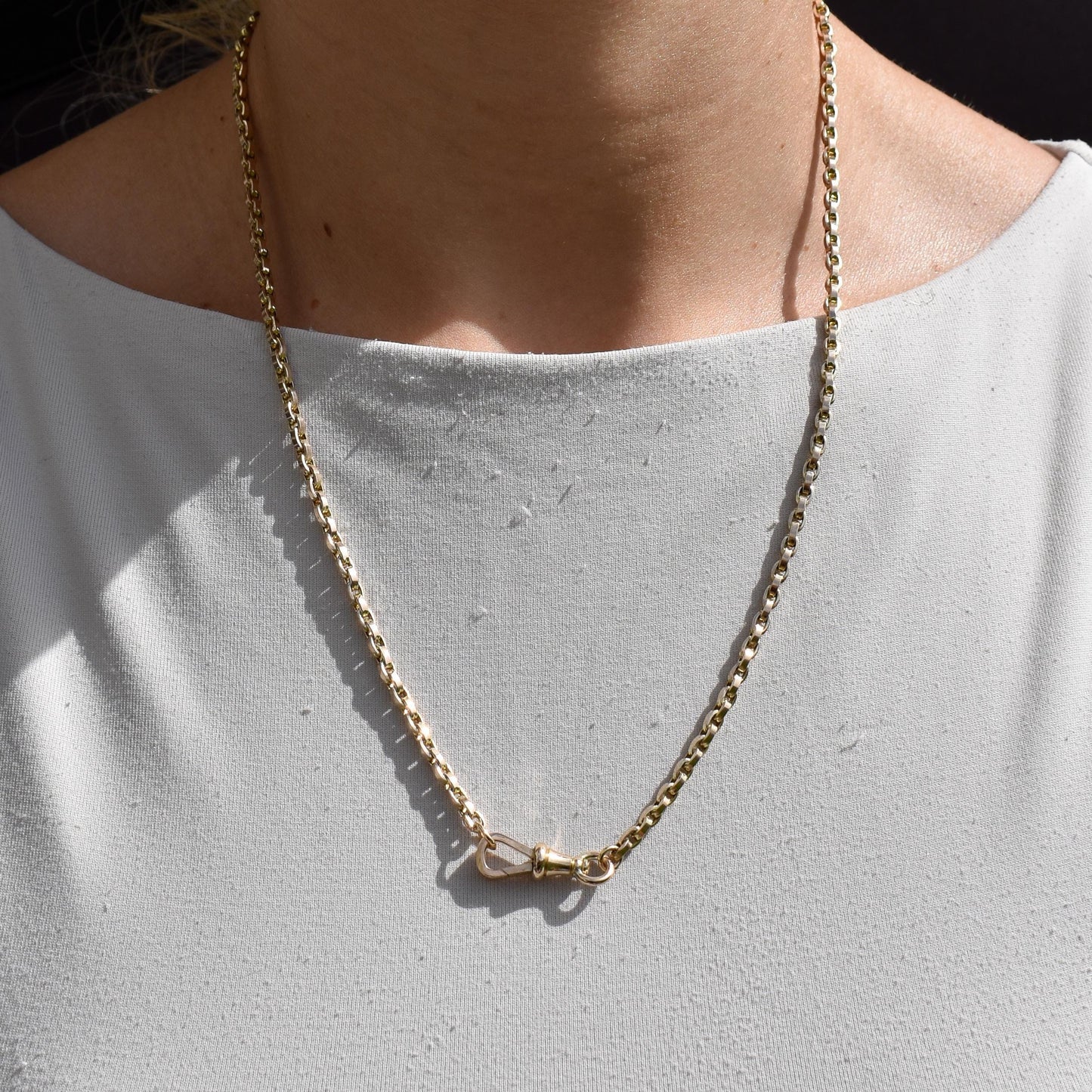 Antique Victorian 9ct Gold Oval Link Chain Necklace with Dog Clip | 20.25"