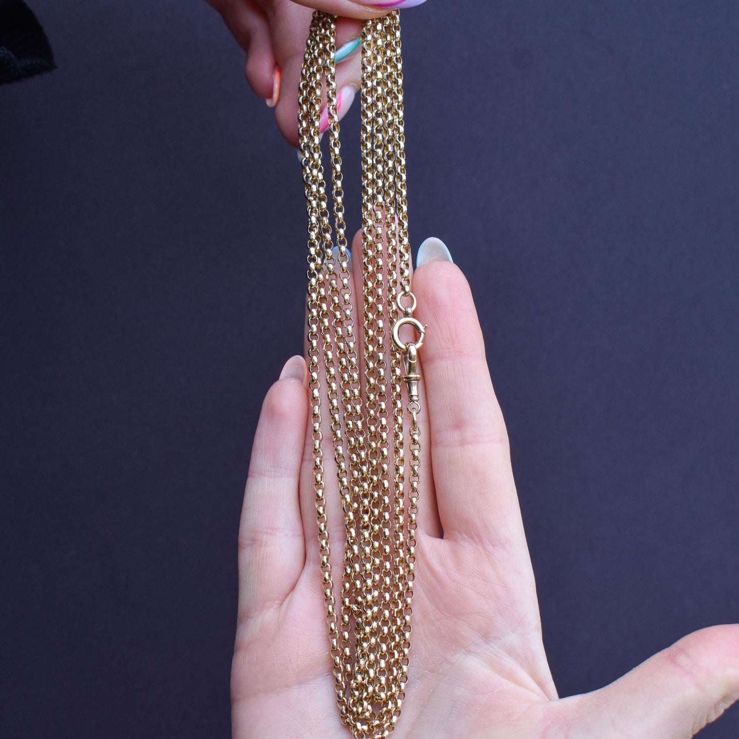 Antique Victorian 9ct Gold Long Guard Chain Necklace (22.7g) 58"