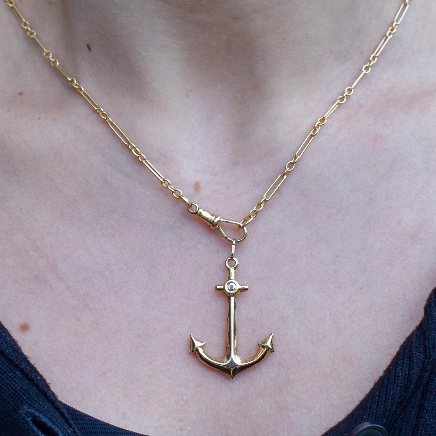 Vintage 9ct Yellow Gold Large Anchor Nautical Pendant