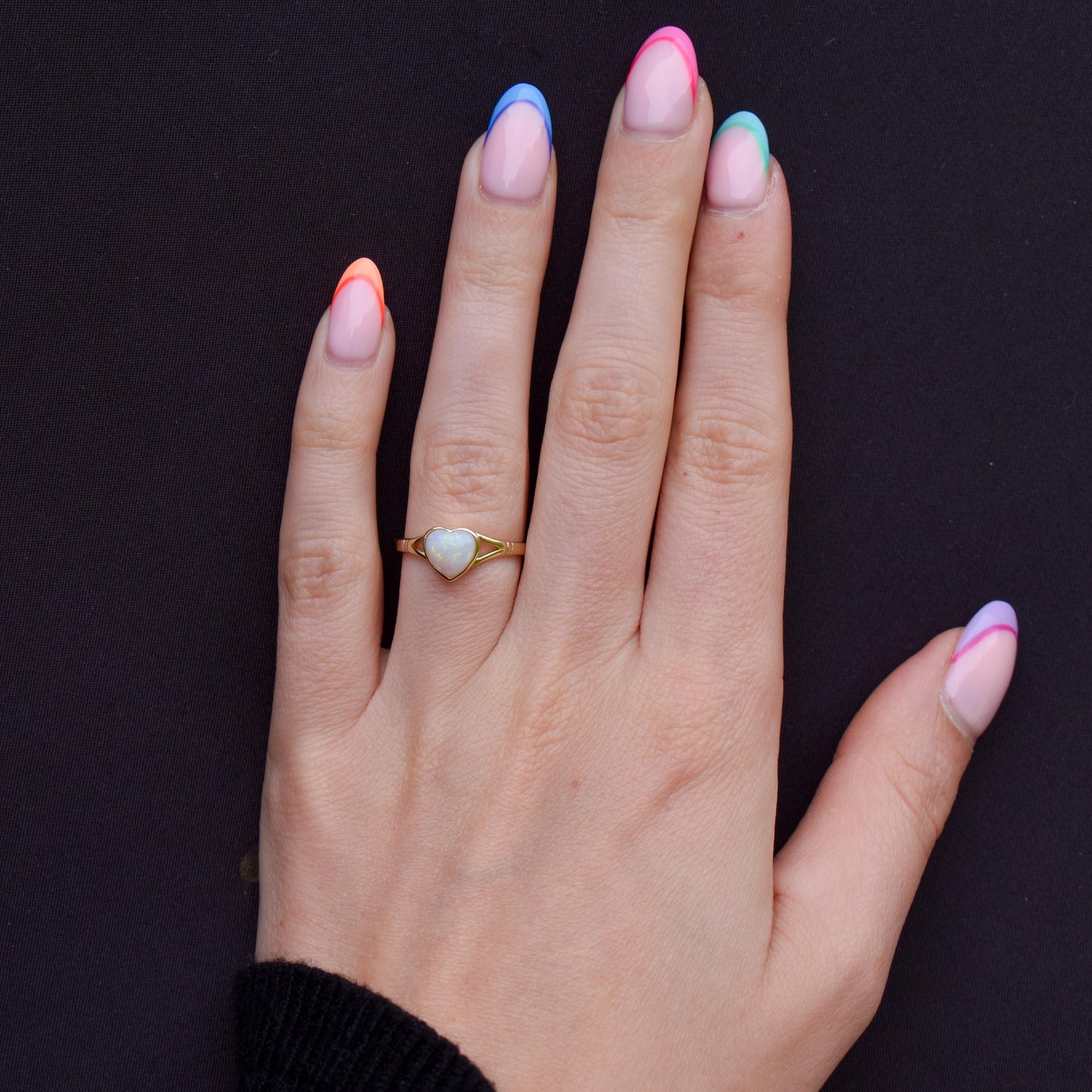 Natural Solid Heart Opal Yellow Gold Solitaire Ring
