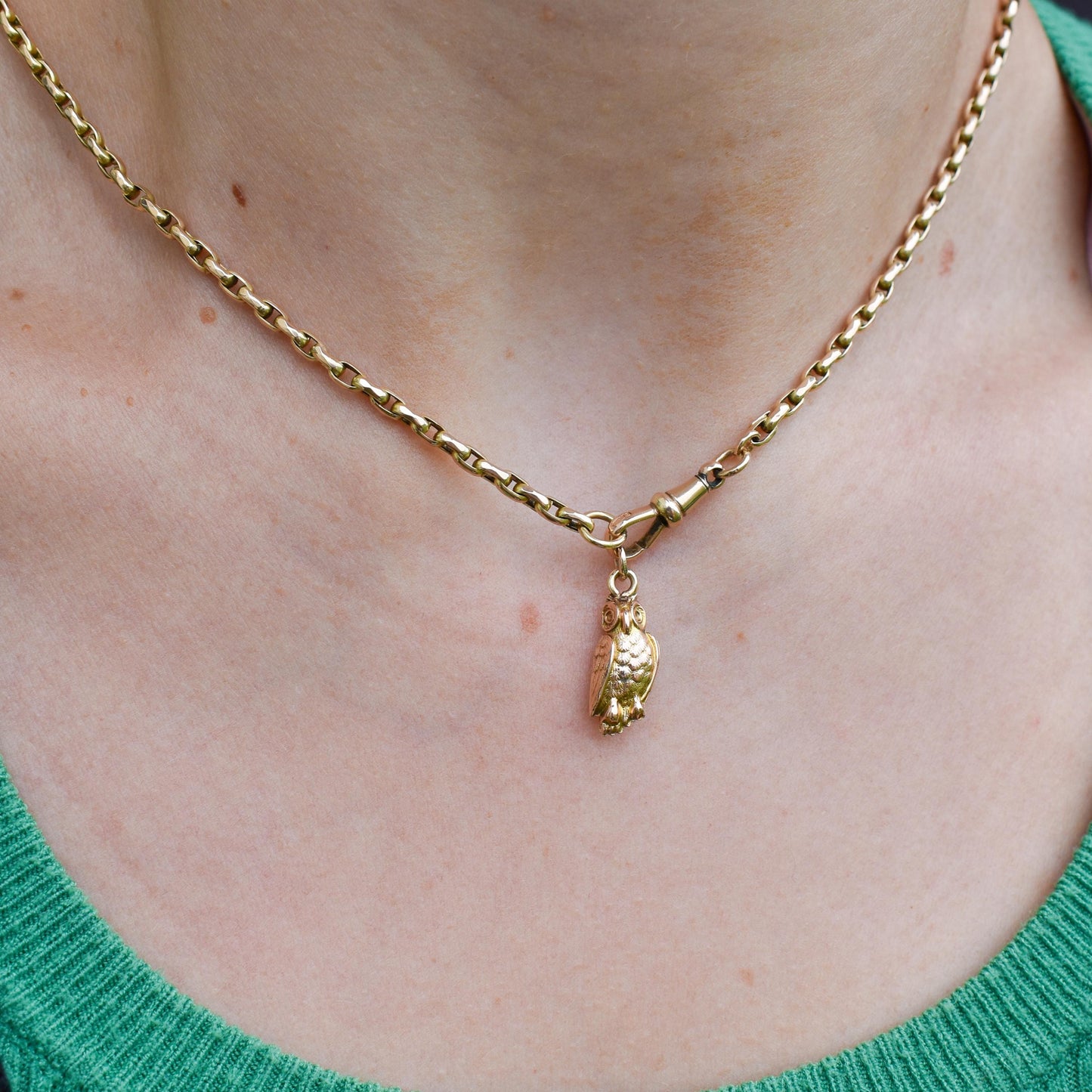 Antique 9ct Gold Wise Owl Charm Pendant