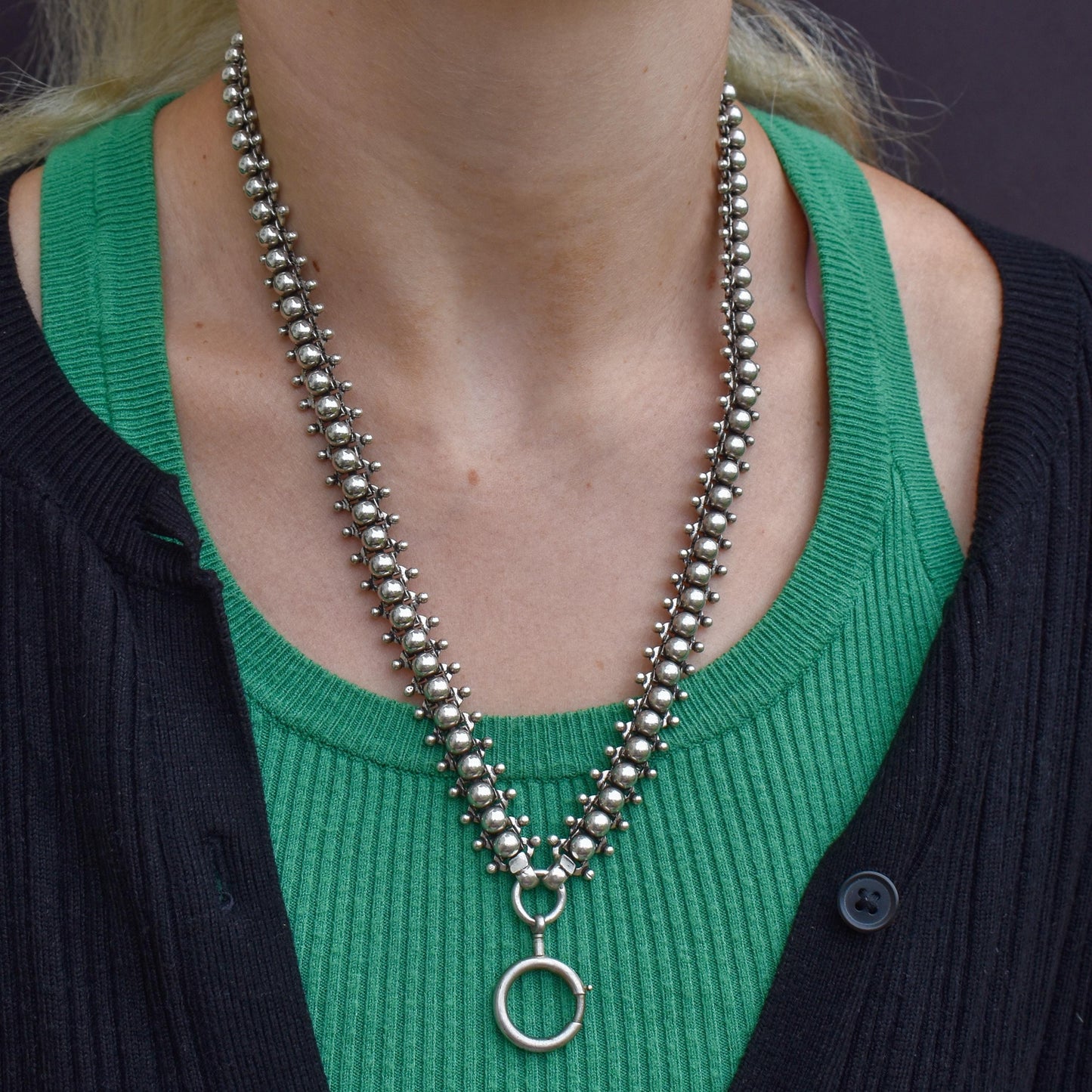 Antique Victorian Sterling Silver Chain Collar Necklace | 21.5"