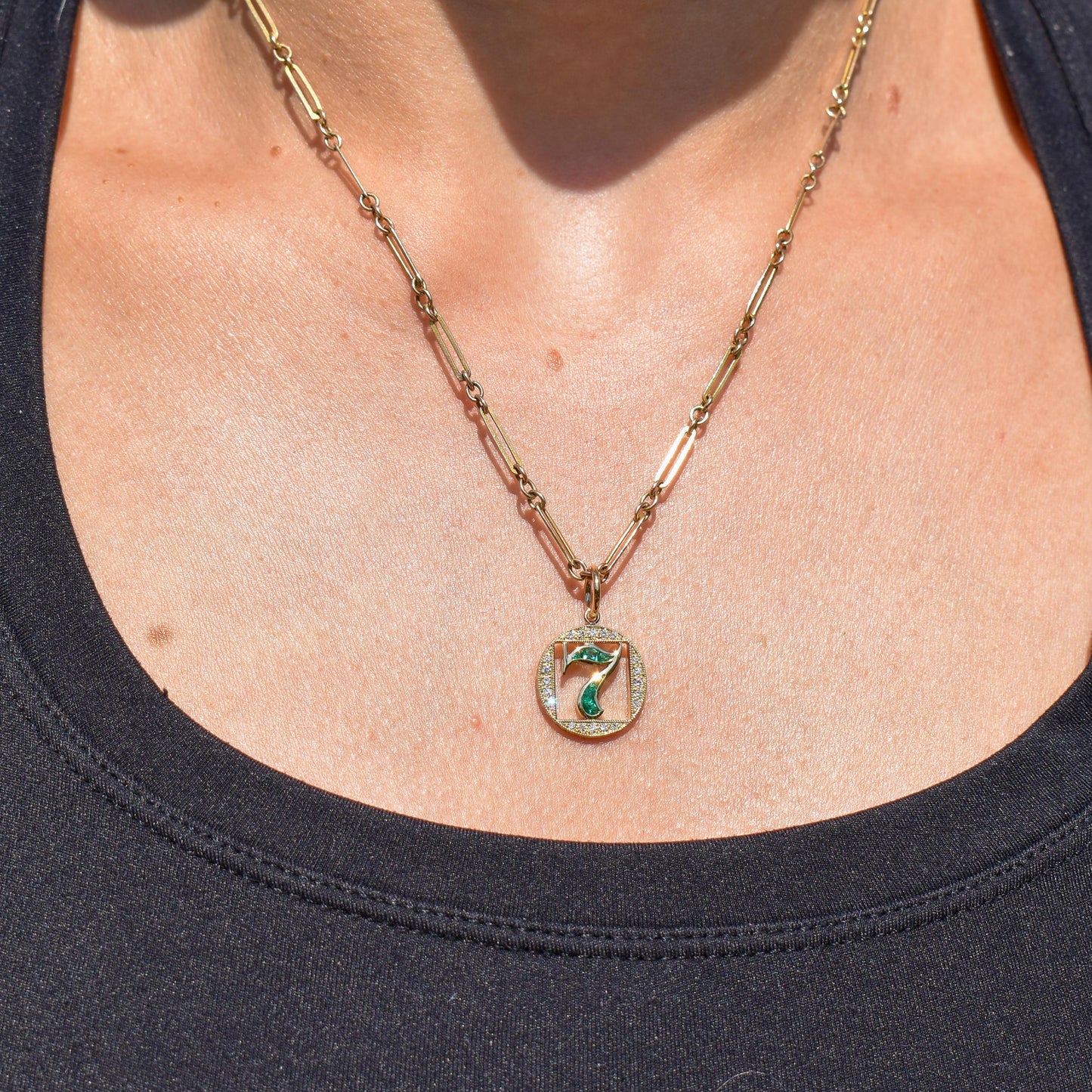 Antique 9ct Yellow Gold Paperlink Chain with Bolt ring | 17.5" Length
