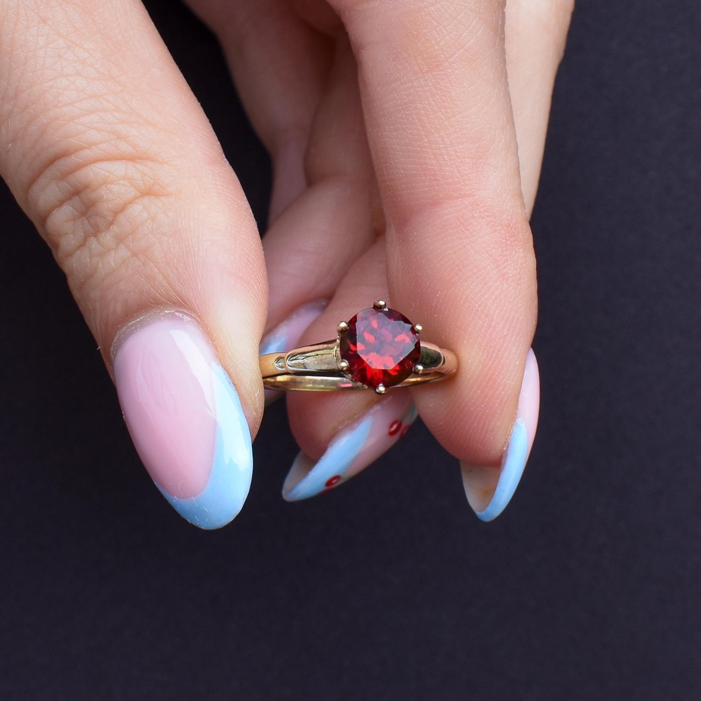Vintage 1.76ct Round Ruby Solitaire 9ct Gold Ring