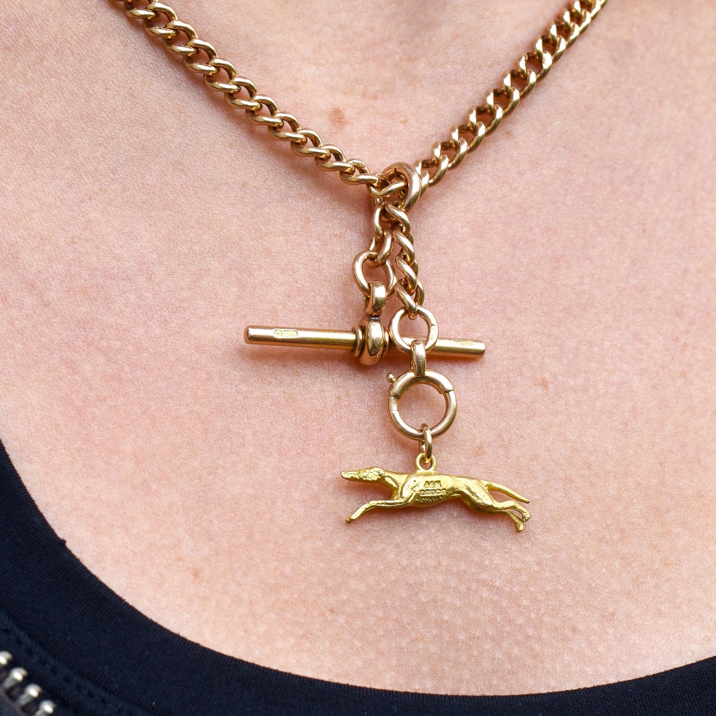 Vintage 9ct Gold Solid Greyhound Dog Charm Pendant