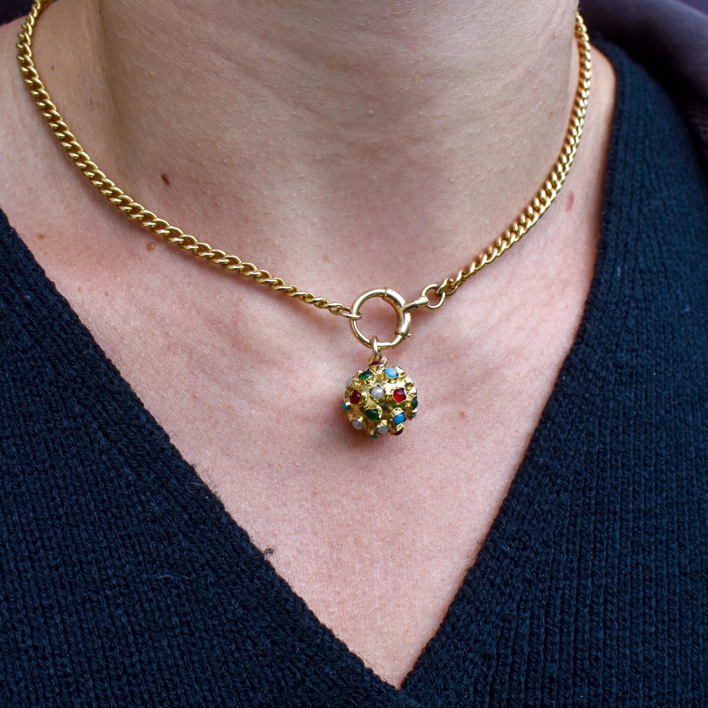 Vintage 9ct Gold Multi Gem Sputnik Charm Pendant