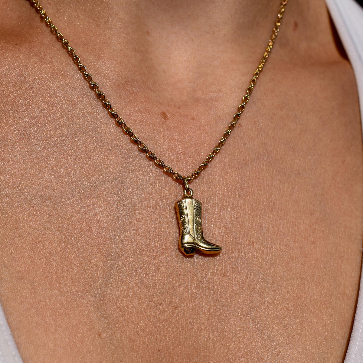 Vintage Cowboy Boot 9ct Yellow Gold Charm Pendant