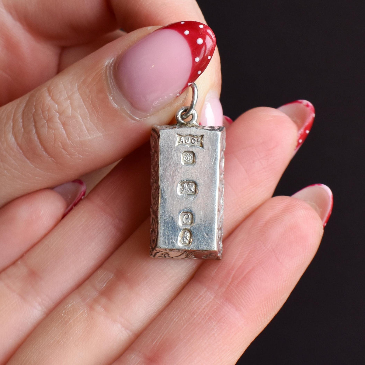 Vintage Sterling Silver Engraved Bar Ingot Pendant | Birmingham 1977