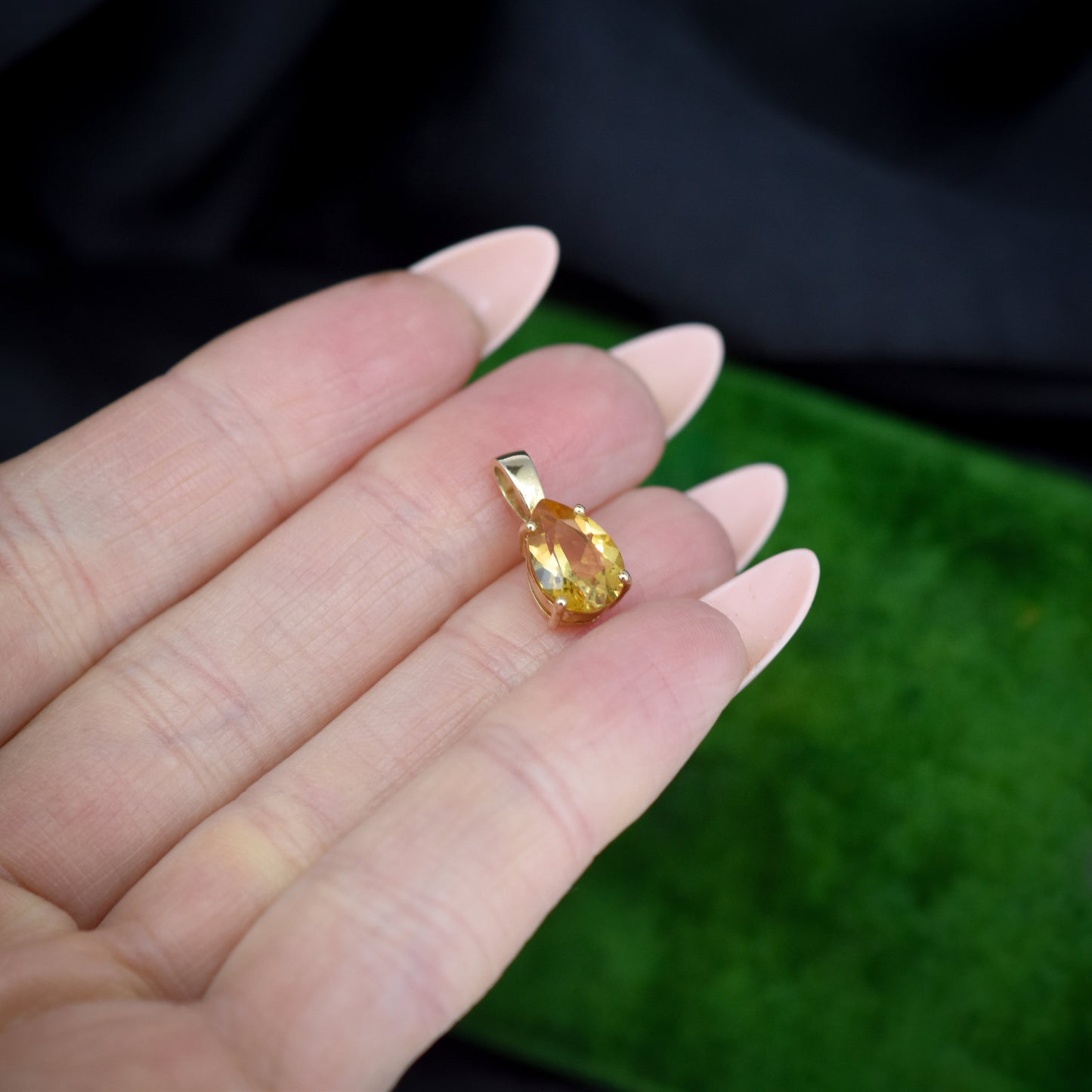 Pear Cut Citrine 9ct Yellow Gold Charm Pendant