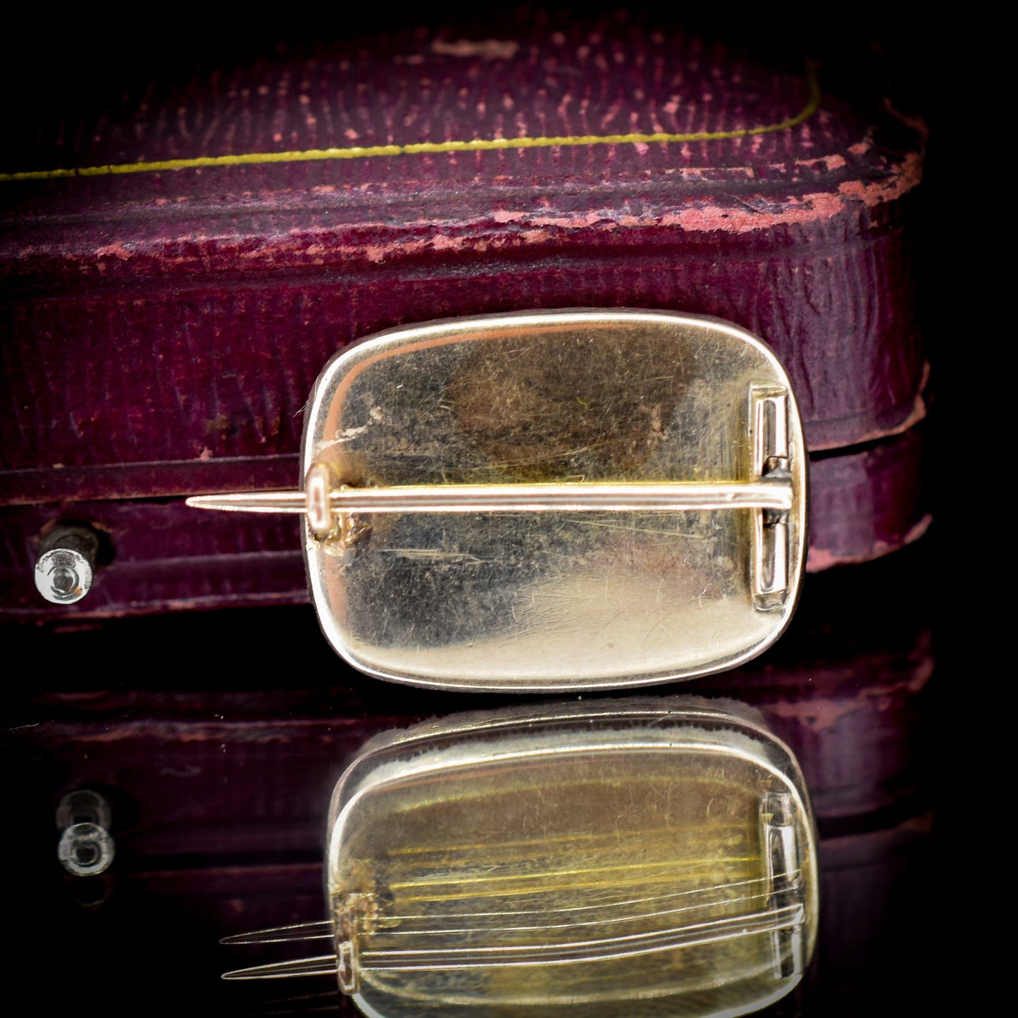 Antique Ruby Paste and Pearl Gold Mourning Brooch Pin | Georgian