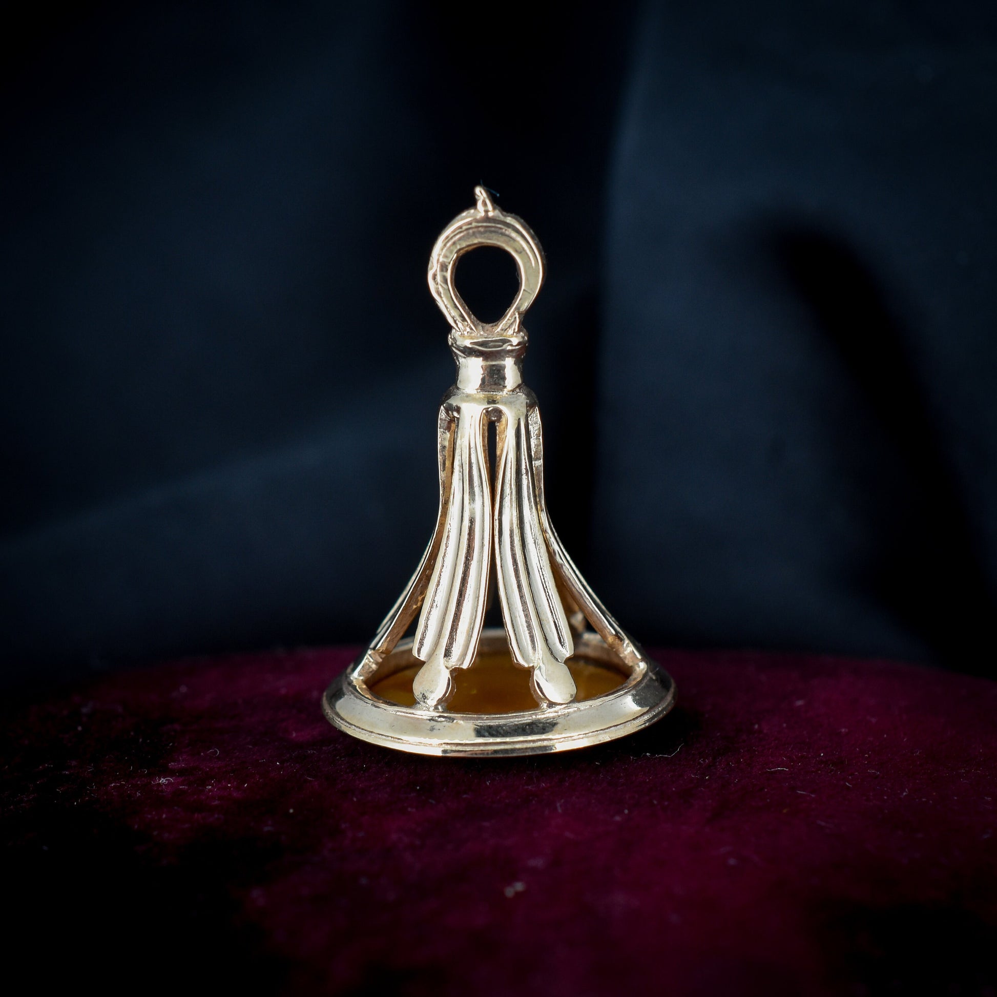 Antique Carnelian Animal Intaglio Gold Bell Fob Pendant
