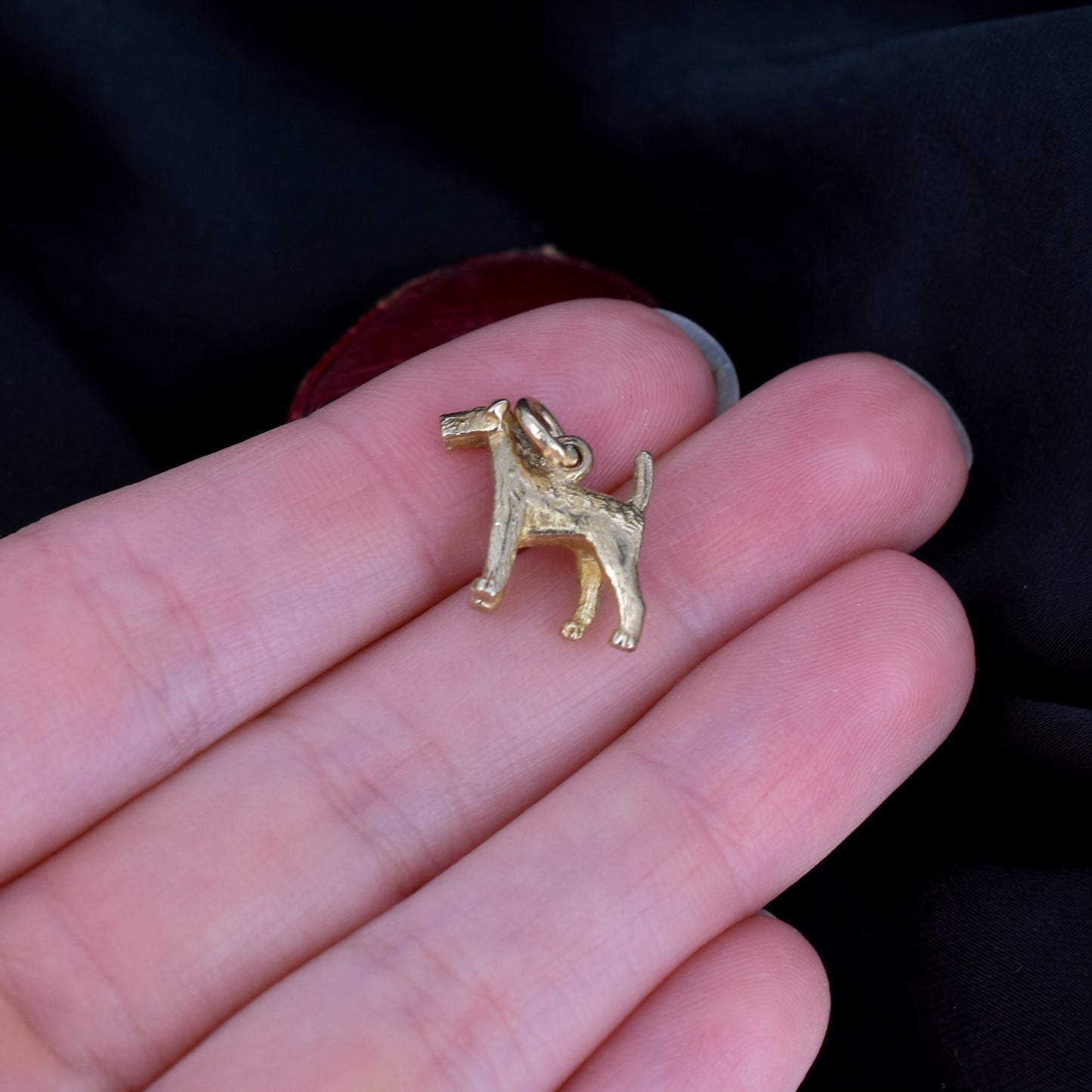 Vintage 9ct Yellow Gold Terrier Dog Charm Pendant
