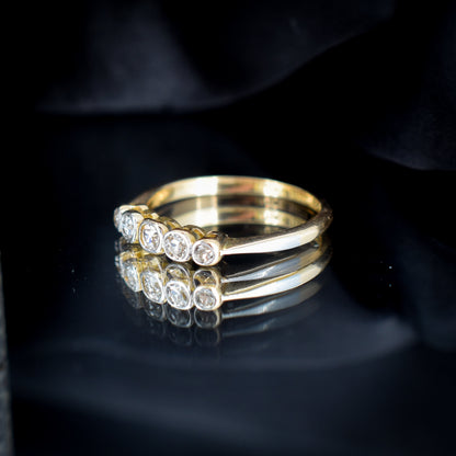 Antique Art Deco Diamond Five Stone Bezel Ring - 0.25ct