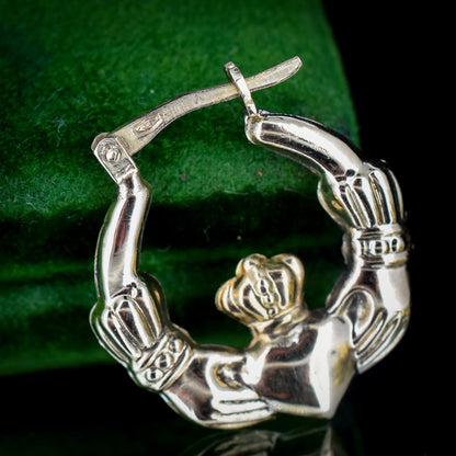 Vintage Claddagh Hand 9ct Gold Hoop Earrings